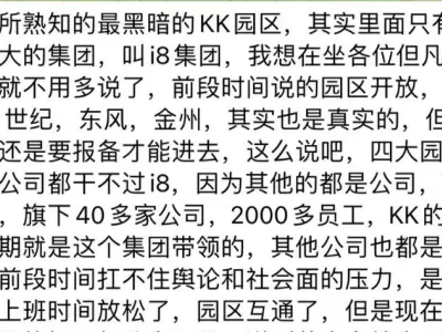 群友爆料：KK园区里面只有一个最大的集团，叫i8集团