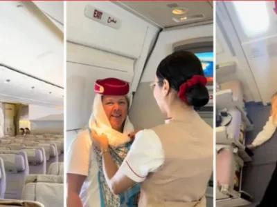一对母女乘坐阿联酋航空的航班时幸运“包机”，享受了超级VIP的待遇