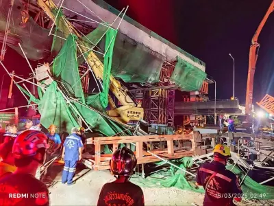 曼谷拉玛二号桥施工吊车倒塌，已致4人死亡，16人受伤