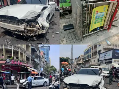 中国男子撞人逃逸，金边警方当场抓获