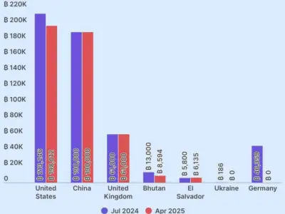 世界各国政府比特币持有超过463000BTC
