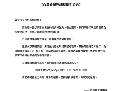 白马会业务调整指引公告