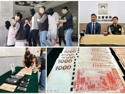 用印有COPY字样假金牛夹杂真钞黑兑 换钱党3人组骗4赌客就擒