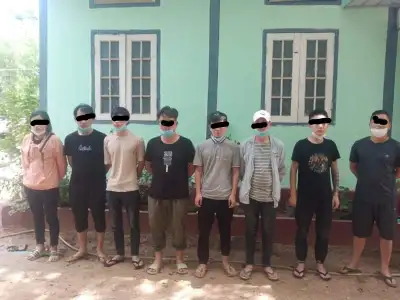 8名中国人偷渡缅甸瓦庙底被抓
