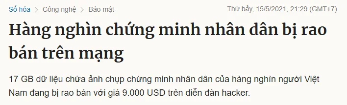 越南发现严重个人信息泄露事件，数千张身份证照片被打包出售！