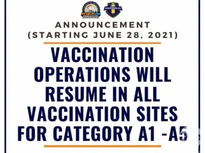 菲律宾曼达威市今日恢复疫苗接种活动