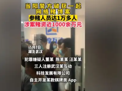 湖北当阳警方破获网络赌博案，参赌人员达1万多人