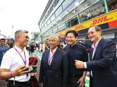 大马国家元首观看F1新加坡大奖赛，与新国政要相见欢