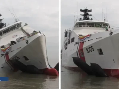 大马首艘大型海警巡逻舰下水，过程出现意外！