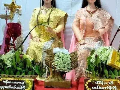 在仰光大金塔区域摆放仿真性爱玩偶的4名涉事人员已被抓获