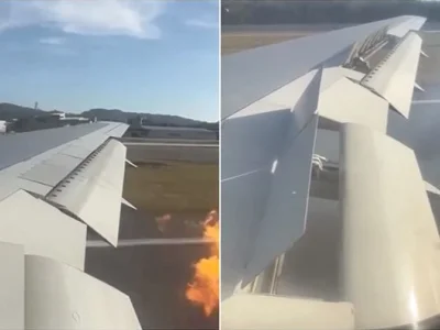 泰国客机起飞滑行“引擎爆烈焰”，机上载321人惊悚瞬间曝光！