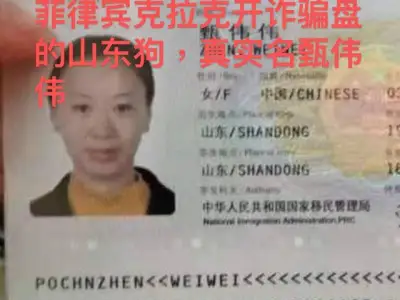 网友投稿：菲律宾克拉克开诈骗盘的山东人 真名： 甄伟伟